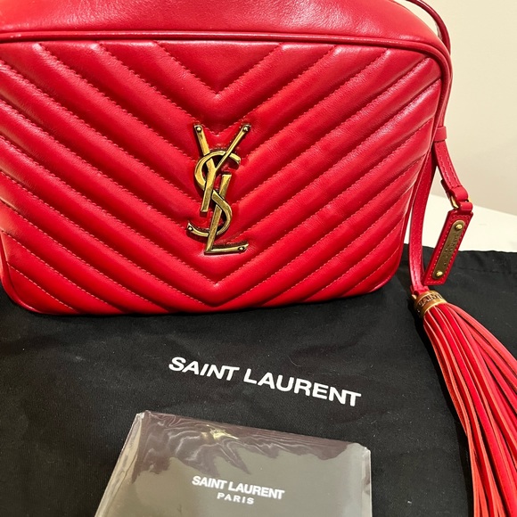 YSL Red Lou Camera Bag in Quilted Leather - Picture 7 of 8
